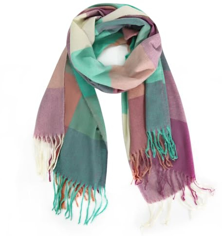 Glamexx24 Schal Damen Winter Kariert Fashion: Damen Winter Schal, Strickset Schal übergroßer Quadratisch Deckenschal Deckenschal Halstuch Streifen Muster Fransen Poncho