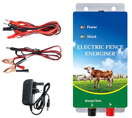 LAIOUSN Elektrozaun-Steuerung, 230 V, mit 2J-Ausgang, verstellbar, 6 12 kV, für Nutztiere, einschließlich Hunde und Geflügel, britischer Standard, Elektrozaun