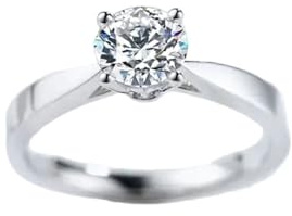 Damenring Weissgold 18K, Promise Ring For Women mit 0,5 Ct Rundem Diamanten Größe 53 (16.9)