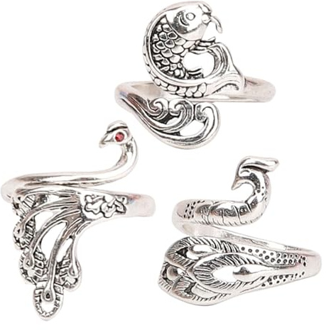 Gogogmee 3 St Flätade Ringar Set Ringverktyg Virkade Fingeröglor Professionell Stickring Ullgarn Virköglor Virknål Dekorativ Ringstickning Flätverktyg Finger Silver