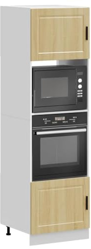 Oak 2-Piece Kitchen Oven Cabinet Set Multipurpose Microwave Storage Unit Plywood Furniture for Kitchen Stylish Modern Design - 3315054