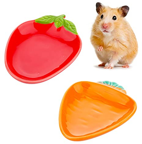 2 ciotole per cibo in ceramica per criceti, forma carina, anti-rotazione, per criceti, gerbilli, ricci, porcellini d'India, ratti e roditori