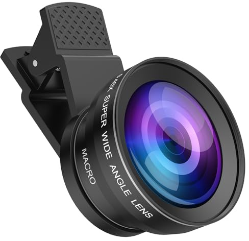 Olipiter Phone Camera Lens Kit, Upgraded 0.45X Super Wide Angle Lens, 12.5X Macro Lens for iPhone, 2-in-1 Professional Clip-On Phone Lens Compatible with iPhone, Samsung, Android Smart Phone