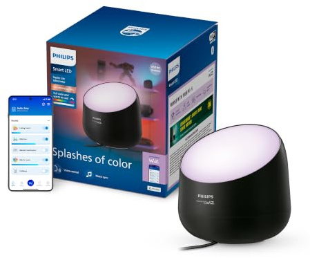 Philips Smart Lighting Squire Lite LED Table Lamp, Black | Full Vibrant Colour and Warm to Cool, Smart LED, Wall Washing Effects, Immersive Lighting, Bluetooth App Control, Smart Home