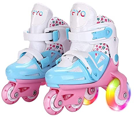Sumeber Inline Pattini a rotelle per Bambini, Linea Tripla, Lunghezza variabile, per Interni ed Esterni, Blu, Più colori disponibili