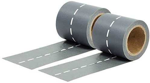 2 rullar Washi Tape - Gatan - Tejp för att utforma bord - Utforma ditt vägnät för att leka med leksaksbilar - uppsättning maskeringstejp för barn och gör-det-själv-projekt.