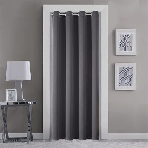 GYROHOME Tende in tinta unita grigie, tendaggi oscuranti, colore grigio, con occhielli solidi, trattamento oscurante, pannello singolo, per porte e finestre, 100 x 200 cm