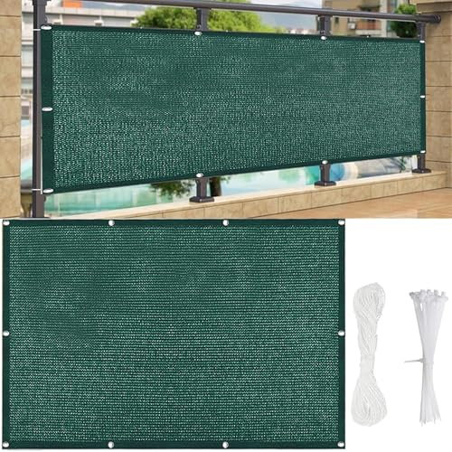 AMZYU Sonnensegel Nach Mass 140x230cm Balkonverkleidung Innen Wind- Und Uv-Schutz Atmungsaktiv Und Pflegeleichtes mit Ösen, Kabelbinder Und Kordel für Garten, Balkon, Dunkelgrün