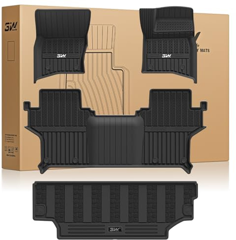 3W Floor Mats & Boot Liner Fit for Land Rover Defender 90 L663 2020-2026, TPE All Weather Custom Fit Floor Liners 1-2 Rows and Trunk Mats Full Set, Easy to Install Car Accessories