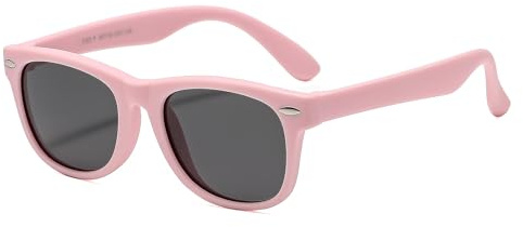Suertree Polarisierte Sonnenbrille Kids Square Silikon Flexible Anti UV 400 Brille Jungen Mädchen Anzug für 3-12 Jahre Rosa Frame