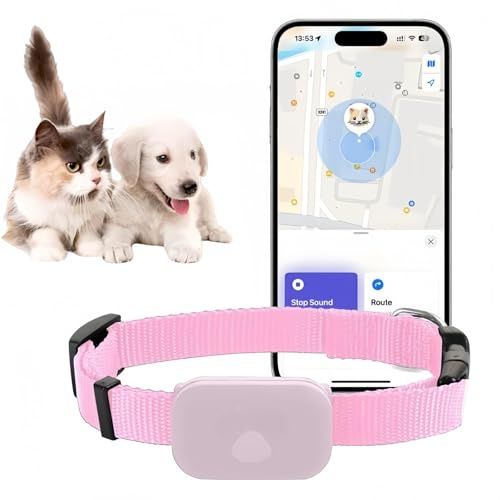 Rastreador de gatos, collar GPS para gatos pequeños, rastreador de perros, rastreador de mascotas, sin cuota mensual, rastreador de mascotas (compatible con iOS/Android), collar GPS para gatos
