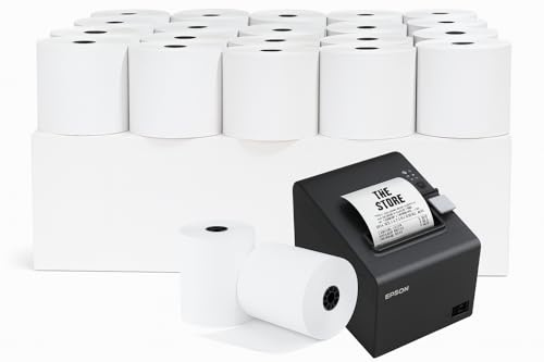 Lot de 50 Rouleaux Papier Thermique 80 mm x80 m – Bobines Homologuées pour Caisse Enregistreuse, TPE, Imprimante Ticket – Haute Qualité Sans BPA