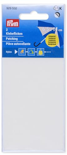 Prym 929532 Klebeflicken Nylon, 2 Stück, 6,5 x 14cm, transparent