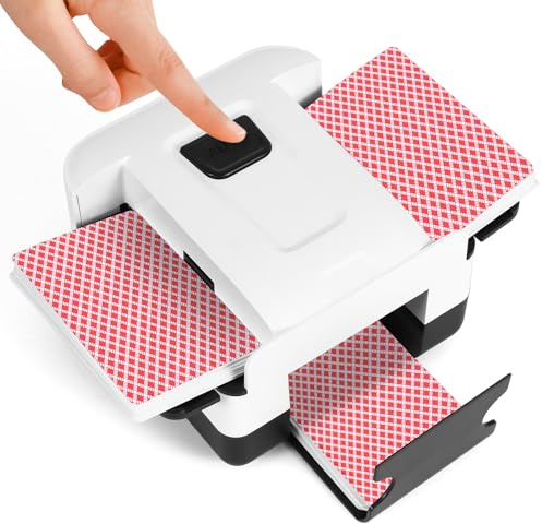 Kartenmischmaschine - Geräuscharmer und USB-C Wiederaufladbarer Kartenmischer für1-2 Kartensätze, 2000mAh Automatisch Elektrische Kartenmischgerät für UNO Skip Bo Kartenspiel Poker Phase10 Texas