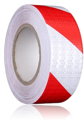ZHIQIN Nastro Riflettente Rosso e Bianco 25 m * 5 cm Nastro Catarifrangente Adesivo Nastri Segnaletico Adesive ad Alta Intensità per Veicoli Rimorchi Cartelli Stradali Promemoria di Sicurezza