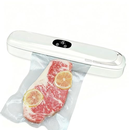 Vacuum Sealer Machine with 5X Freshness Lock - Portable Kitchen Must-Have for Sous Vide, Freezer Storage & Space-Saving Design(White)