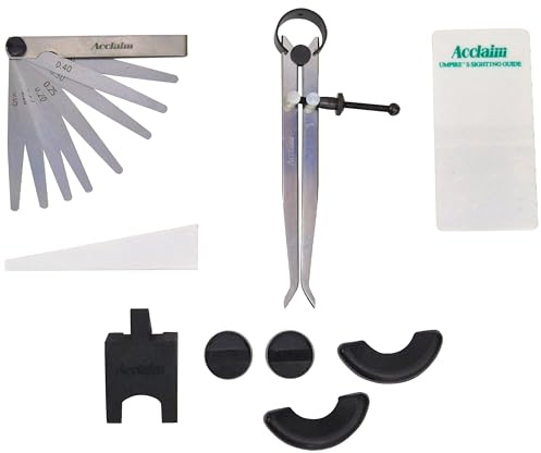 Acclaim Bowling Mini Umpire Accessories Kit 6” Calipers Feeler Gauges & 2 Round 2 Semi Circle 1 Multi Angle Rubber Wedge Sighting Guide And White Angle