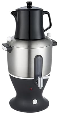 Kadxyan 5,5 l elektrisk te samovar, 1 500 W turkisk tekanna, rostfritt stål dubbel kastrull med infuser och håller värmen för svart te och kaffe