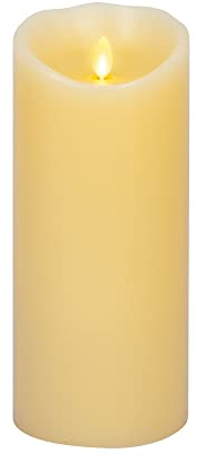 Luminara Vela LED de Pilar clásico con Llama Artificial Realista - Luces LED con batería de Llama en Movimiento - Sin Perfume - Listo para Control Remoto - Marfil - 4 x 9