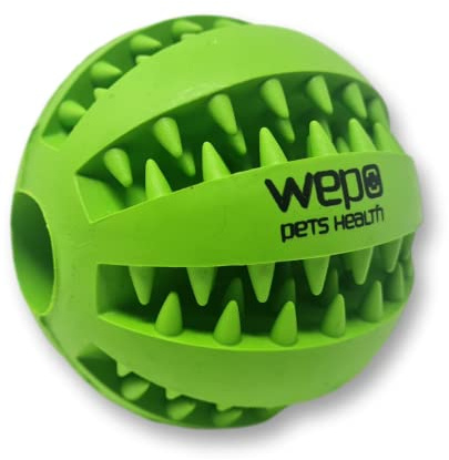 WEPO - Palla da masticare per cani con superficie puntinata per la cura dei denti, robusta, ideale anche per cuccioli, in caucciù naturale