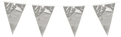 NET TOYS Guirnalda con Banderines Plateada - 10 m | Festón de Banderolas Boda | Decoración Colgante Cumpleaños | Accesorio Fiesta Nochevieja
