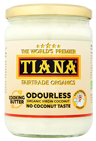 TIANA Fairtrade Organic Virgin Coconut Oil, Odourless Cooking Butter 500ml
