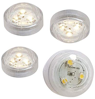 Fachhandel Plus Teelicht 4er Set mit je 3 SMD-LEDs, Batteriebetrieb, wasserdicht, Tauchlicht, LED-Kerze, Partydeko, Weiß, Kunststoff, Energieeffizient
