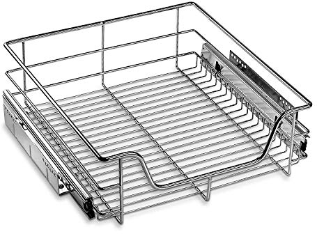 SOTECH 50 cm Teleskopschublade Vollauszug Kugelführung 20 kg Tragkraft Chrom poliert Schubladenauszug Drahtkorb