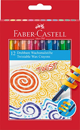 FABER-CASTELL 120003 - Drehbare Wachsmalkreiden, 12er Kartonetui