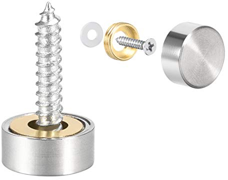 sourcing map Mirror Screws Decorative Caps Cover Nails Brushed Stainless Steel 12mm 8pcs