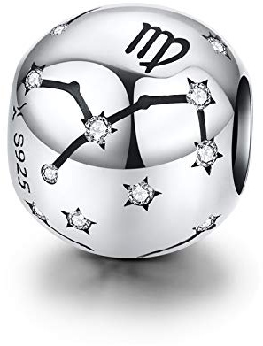 LaMenars Damen 925 Sterling Silber Charms und Perlen mit 12 Sternbildern, kompatibel mit Pandora & europäischem Armband Halskette
