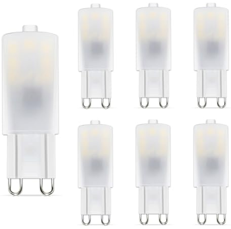 Noobibaba G9 LED Bulbs Warm White LED G9 2.5W 230V 6000K Cool White 6-Pack | 2.5W G9 LED Capsule 250lm 25W Halogen Replacement, Non-Dimmable, for Chandelier, Pendant Light & Wall Sconces Ceiling Lights