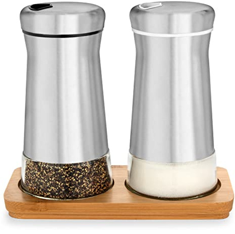 Shaker per pepe o sale con fori regolabili – Elegante dispenser per spezie in acciaio inox, perfetto per sale da tavola, pepe bianco e nero … (2)