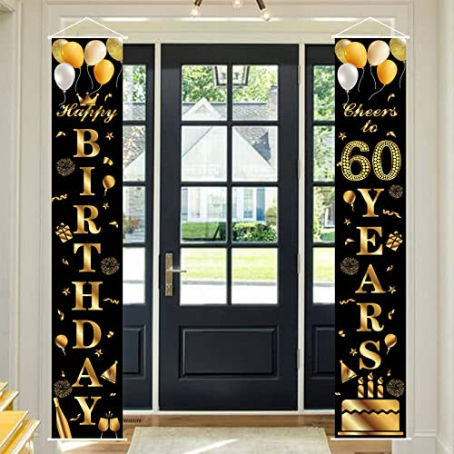 60.Geburtstagbanner Deko Männer Frauen,Schwarz Gold Banner Alles Gute zum 60.Geburtstag,60 Jahre Banner für 60 Geburtstags Party Dekorationen Zubehör,wesentliche für 60.Geburtstagsfeier Geschenke