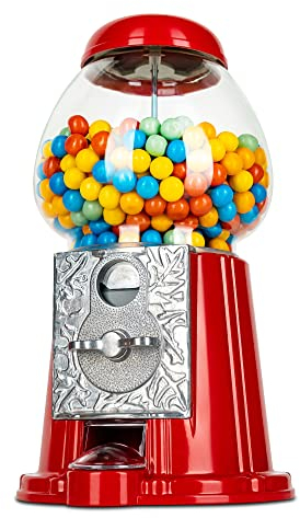 11 Inch Metal Gumball Machine – Coin Operated Bubblegum Sweet Dispenser - Vending Vintage Retro Candy Kid Chewing Piggy Bank Adult Classic Jellybean Bubble Gum