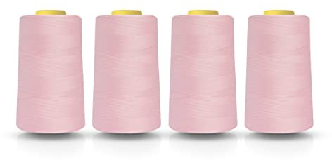 Realm överlockande symaskin polyestertråd x fyra 5 000 meter koner vit svart naturlig marinblå röd grå (rosa)