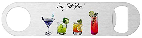 Personalised Cocktail Bar Bottle Opener Bar Blade Custom Any Name Stainless Steel Novelty Beer Gift for Her Pubs Home Bar Accessories Garden Pub Gifts Ladies Womens Neon Effect
