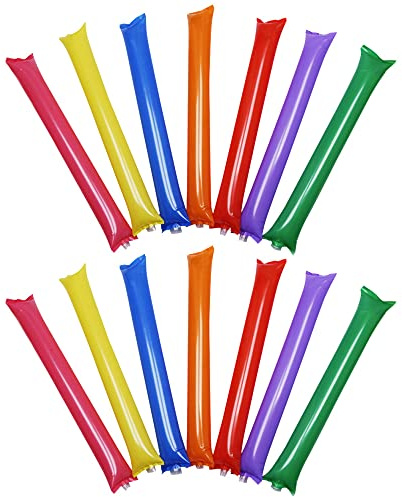 Hosfairy 28Pcs Cheering Party Sticks Party Inflatable Sticks Cheering Thicken Sticks Balloon for Concert Sports Racing Competition Party Supplies