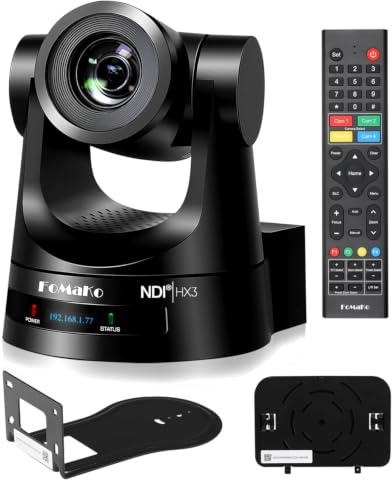 FoMaKo NDI PTZ Camera,30X Optical Zoom, AI Auto-Tracking Gen 3, HDMI PTZ Camera for Church Worship Live Services Education Events PoE(Official NDI 6 & NDI HX3 Certified)(KN30A Pro) Black