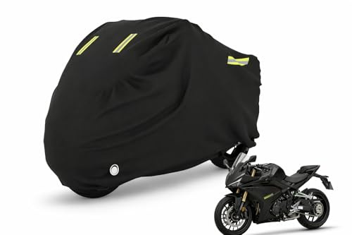 Rouzin Abdeckplane Motorrad XXL Motorradgarage Abdeckung 420D Oxford Roller Abdeckplane Wasserdicht Motorrad Schutzhülle Universal Motorradplane Wasserdicht mit Schlossloch, 245x105x125cm