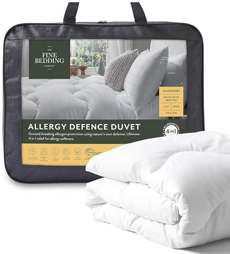The Fine Bedding Company Allergy Defence Duvet 10.5 Tog - Double | HeiQ Allergen Tech, Active Anti-Allergy and Washable, Hotel Quality Quilt, Lightweight Winter Duvet Double Bed Size