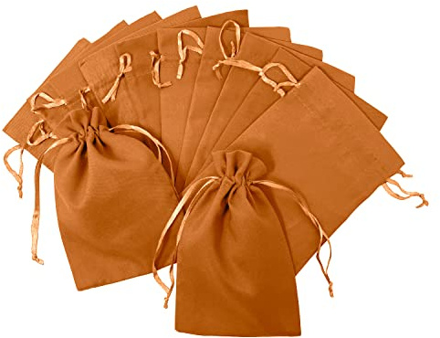 Oblique Unique Baumwollsäckchen 12 Stück Orange - Adventskalender Beutel aus Baumwolle - Säckchen zum Befüllen für DIY Advent Kalender, Beutel zum Adventskalender Basteln, Stoffsäckchen Weihnachten