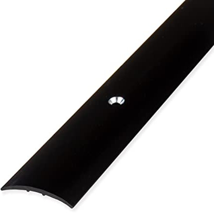 PROVISTON | Perfil de transición | aluminio anodizado | negro | ancho 28 mm | altura 1,5 mm | longitud 2700 mm | perforado | riel de transición | barra de transición | perfil de suelo | listón de