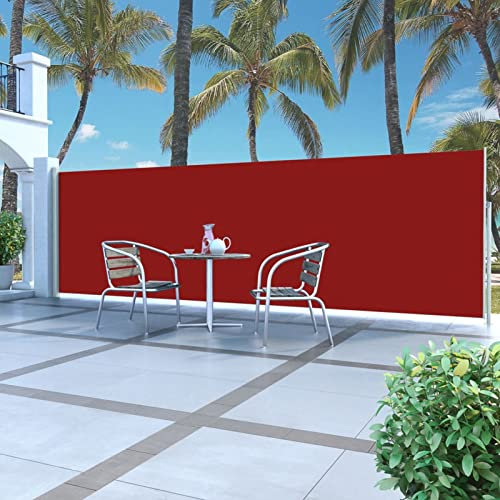 Yolola Tenda da sole laterale allungabile per terrazza, tenda a rullo verticale, frangivista per giardino, rosso, 160 x 500 cm, protezione per la privacy del balcone, tenda da sole laterale