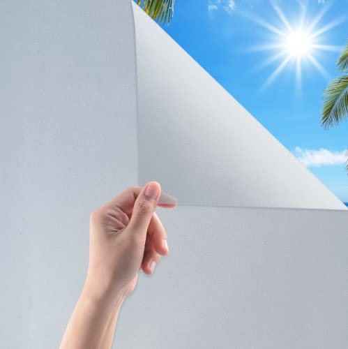 Film Occultant Fenêtre Non Adhesif Statique Protection UV avec Effet Verre Dépoli Opaque Protection, Idéal pour Bureau Chambre Cuisine Maison Salle de Bain(44.5 x 500 cm)