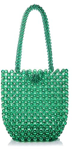Abvokury Damen-Handtasche mit Griff und Acrylperlen, Grün, Grün