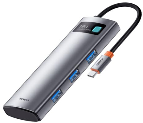 Hub 7 en 1 Baseus Gleam, USB-C a 1 HDMI4K 60 Hz + 3 x USB3.0 + 1 x PD + 1 x SD/TF (Grey)