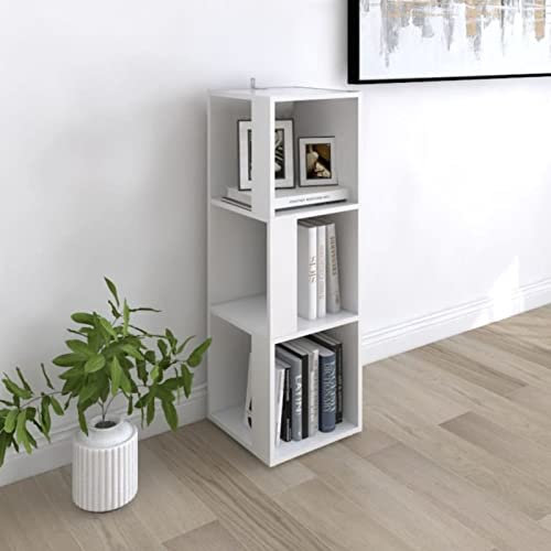 LAPOOH Eckregal Weiß 33x33x100 cm Spanplatte, Bücherregal, Esszimmer Deko, Eckbücherregal, Eckschrank, Leiterregale, Ecke Dekoration