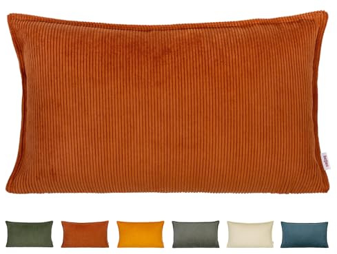 beties - HYggelig No.1 - Kissenbezug Kissenhülle ca. 30x50 cm; Sofakissen & Dekokissen - Trendiger Cord-Samt - mit aufwendiger Jeans-Doppelnaht in Raumausstatter Qualität
