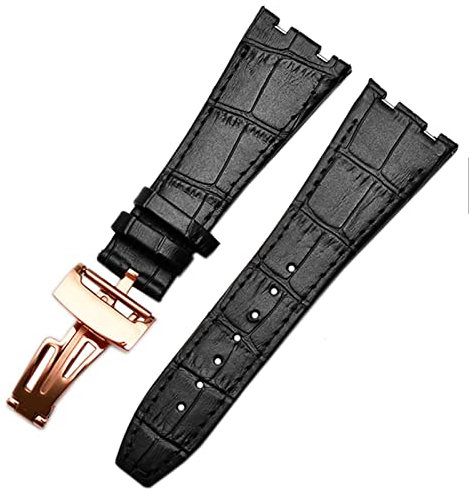 HKIDKK Für AP 15400 handgelenk bänder 26mm armband Echtes Leder Handgemachte Uhr Band mit stahl Faltschließe, 26 mm, Achat